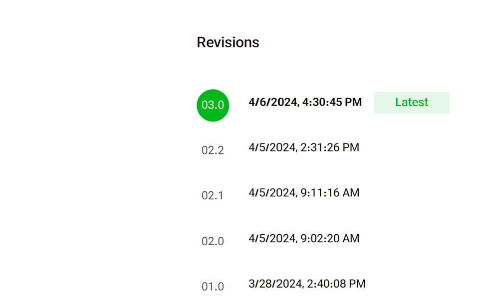 PiNOR engineering document revision history